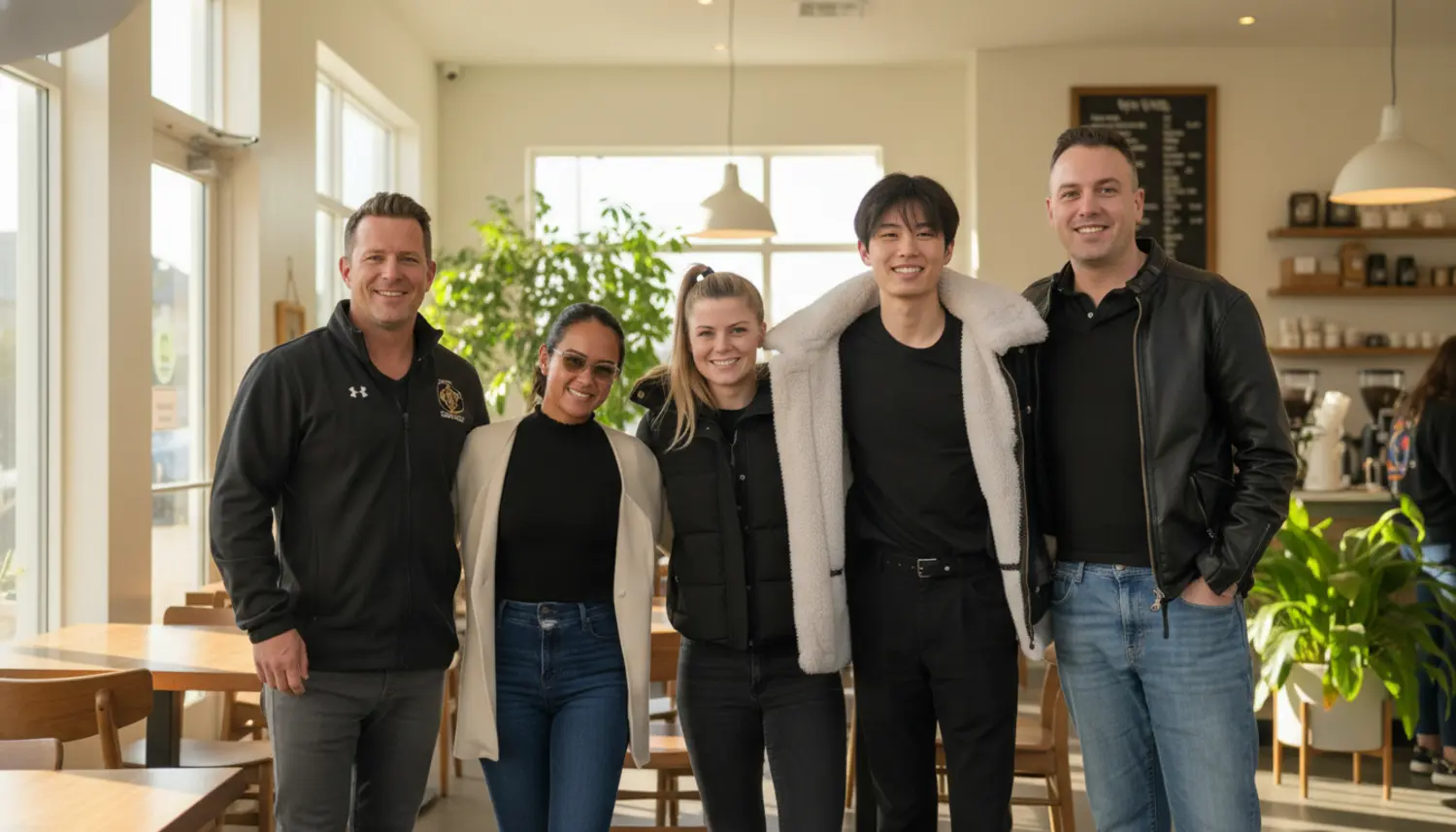 A few of the team out at a cafe